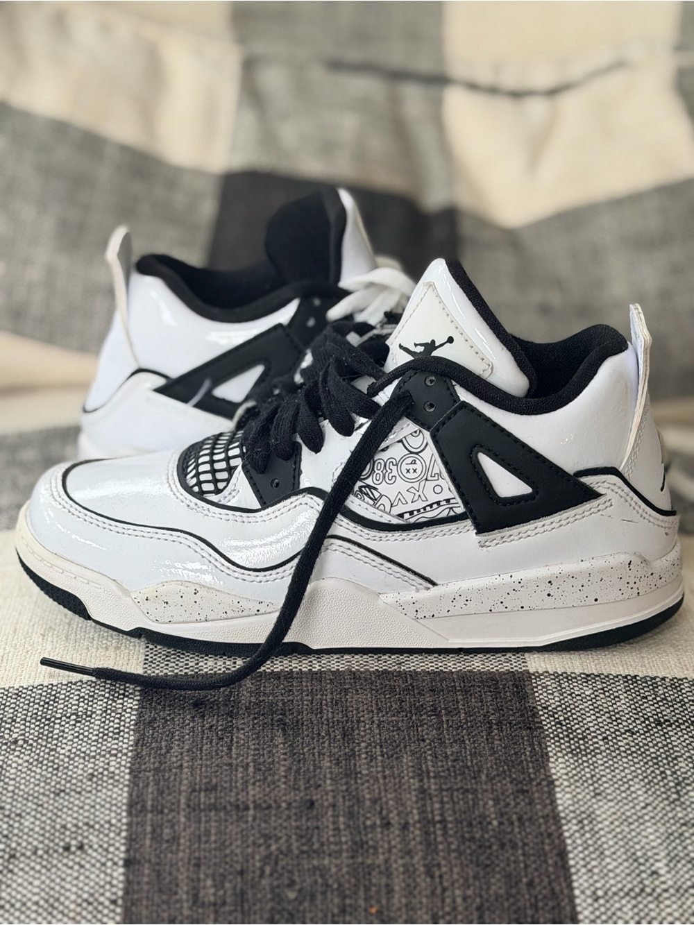 Jordan Kids White and Black Low-Top Sneakers